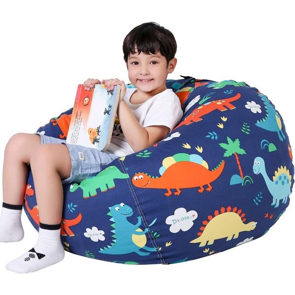 Dinosaur Stuffed Animal Storage Bean Bag Chair Cover Kids Zipper Toys Plush Kids - Picture 1 of 7